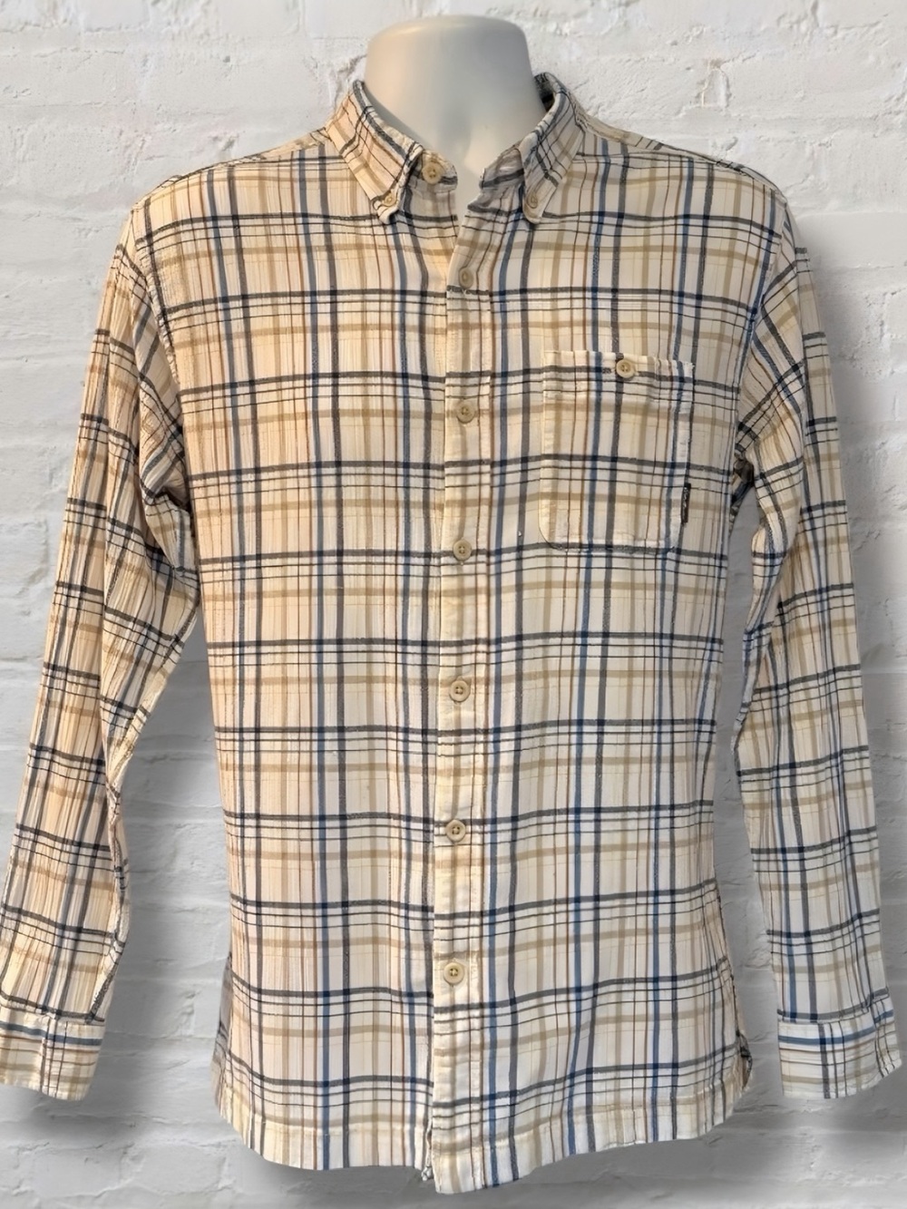 Eddie Bauer Classic Fit Flannel Button Down Shirt Plaid 100% Cotton Size Large